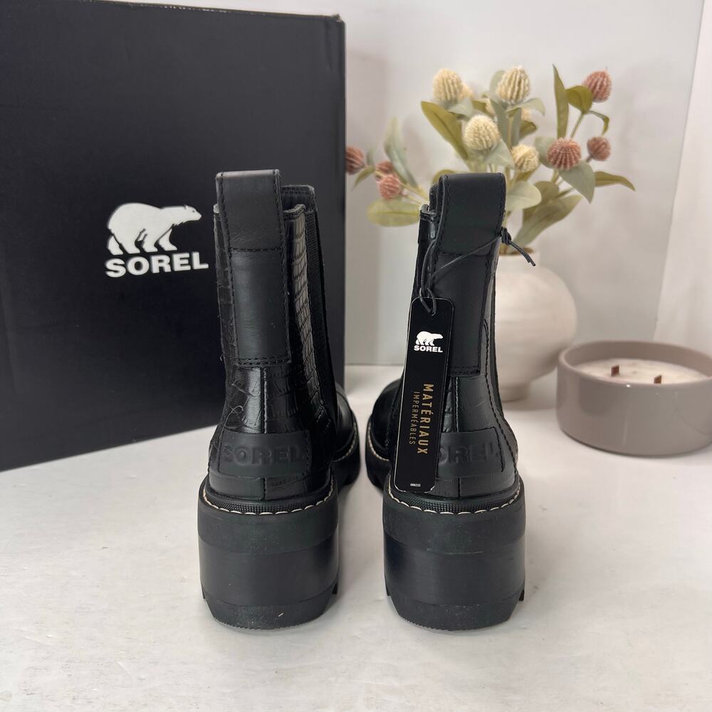 Sorel Joan Now Waterproof Chunky Heel Chelsea Boot Black Women's 6.5 Tried On - Picture 4 of 11